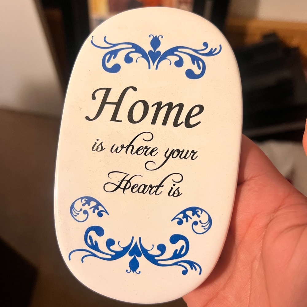 Ceramic Plaque with Blue Accents